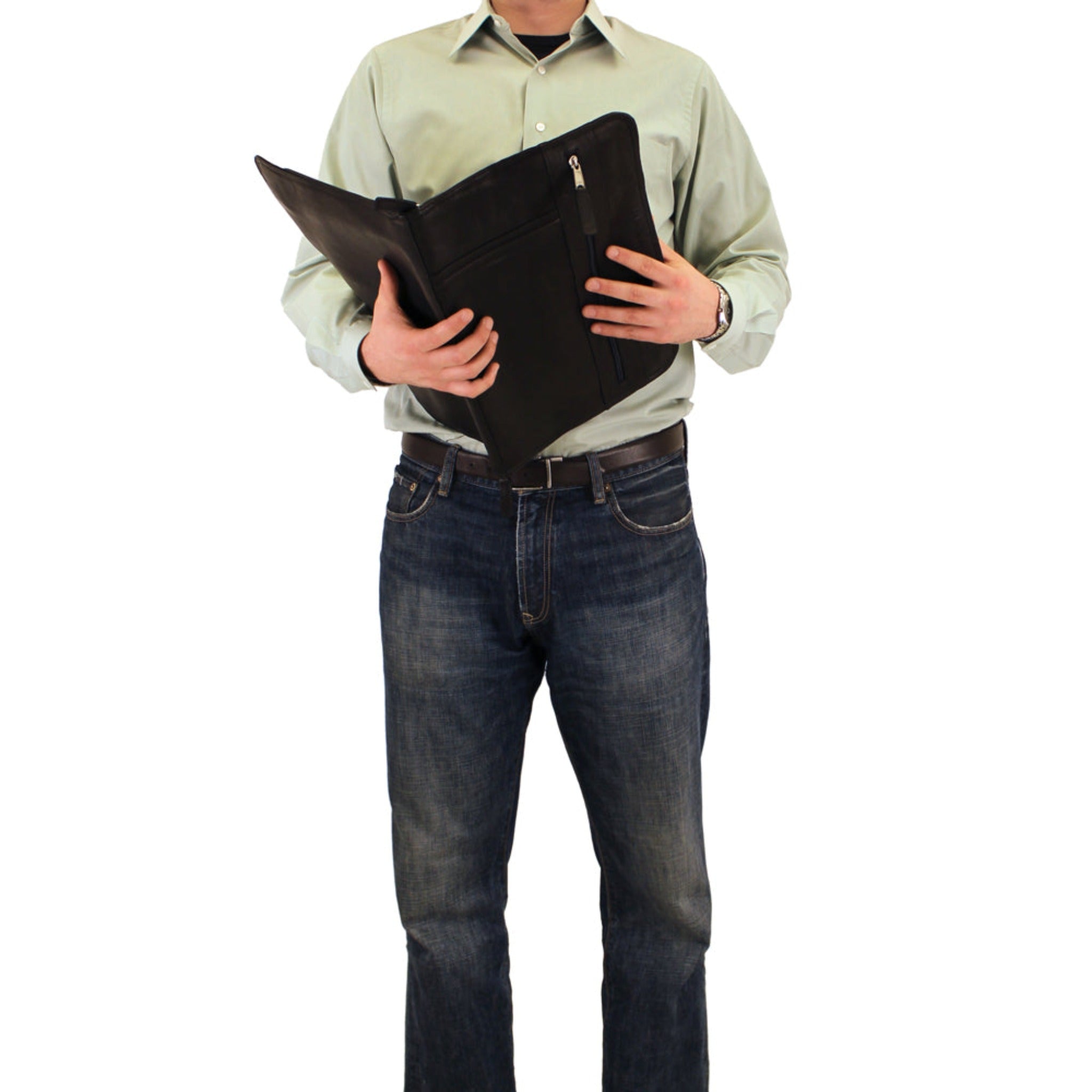 Deluxe Zippered Leather Portfolio