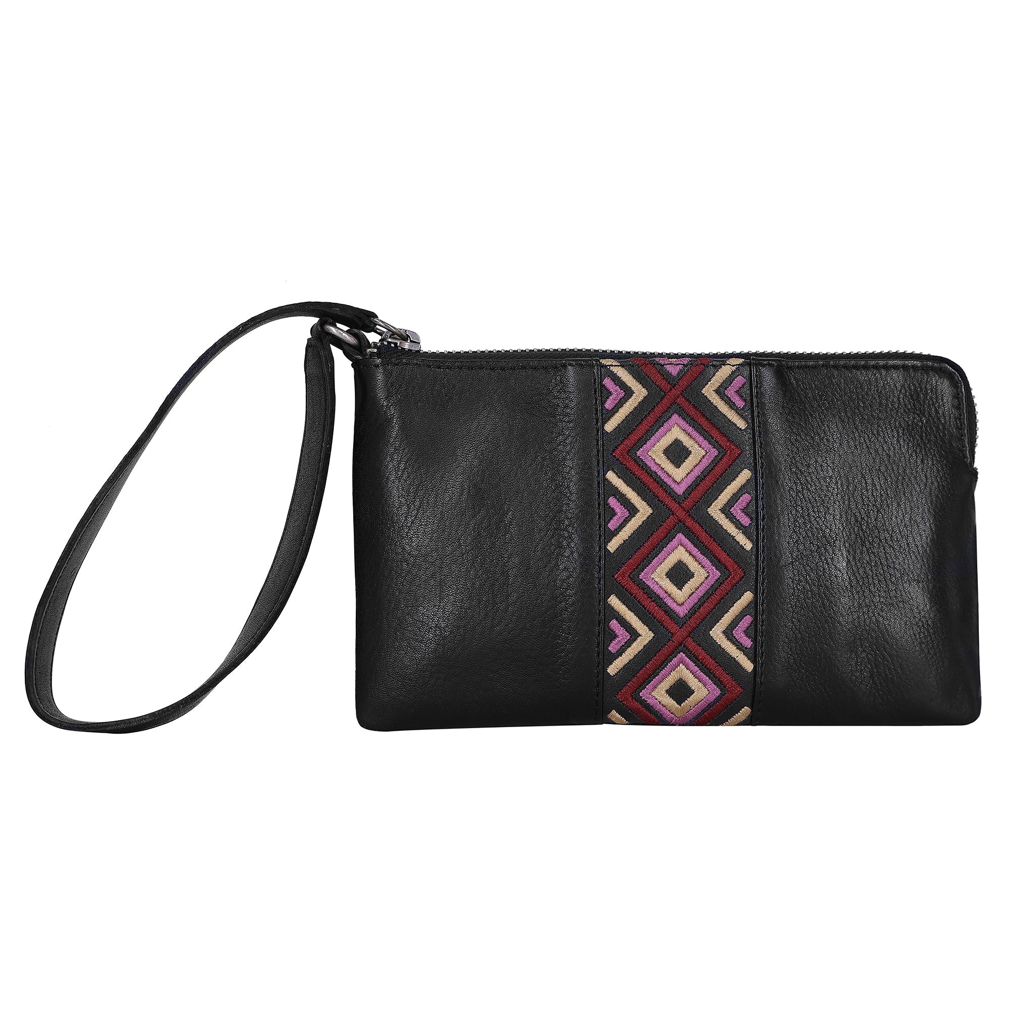 Diamond Leather Wristlet