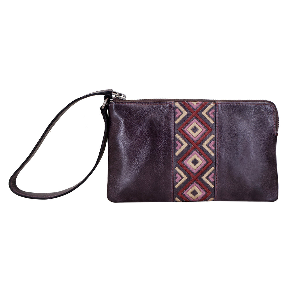 Diamond Leather Wristlet