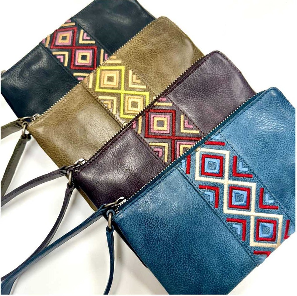 Diamond Leather Wristlet