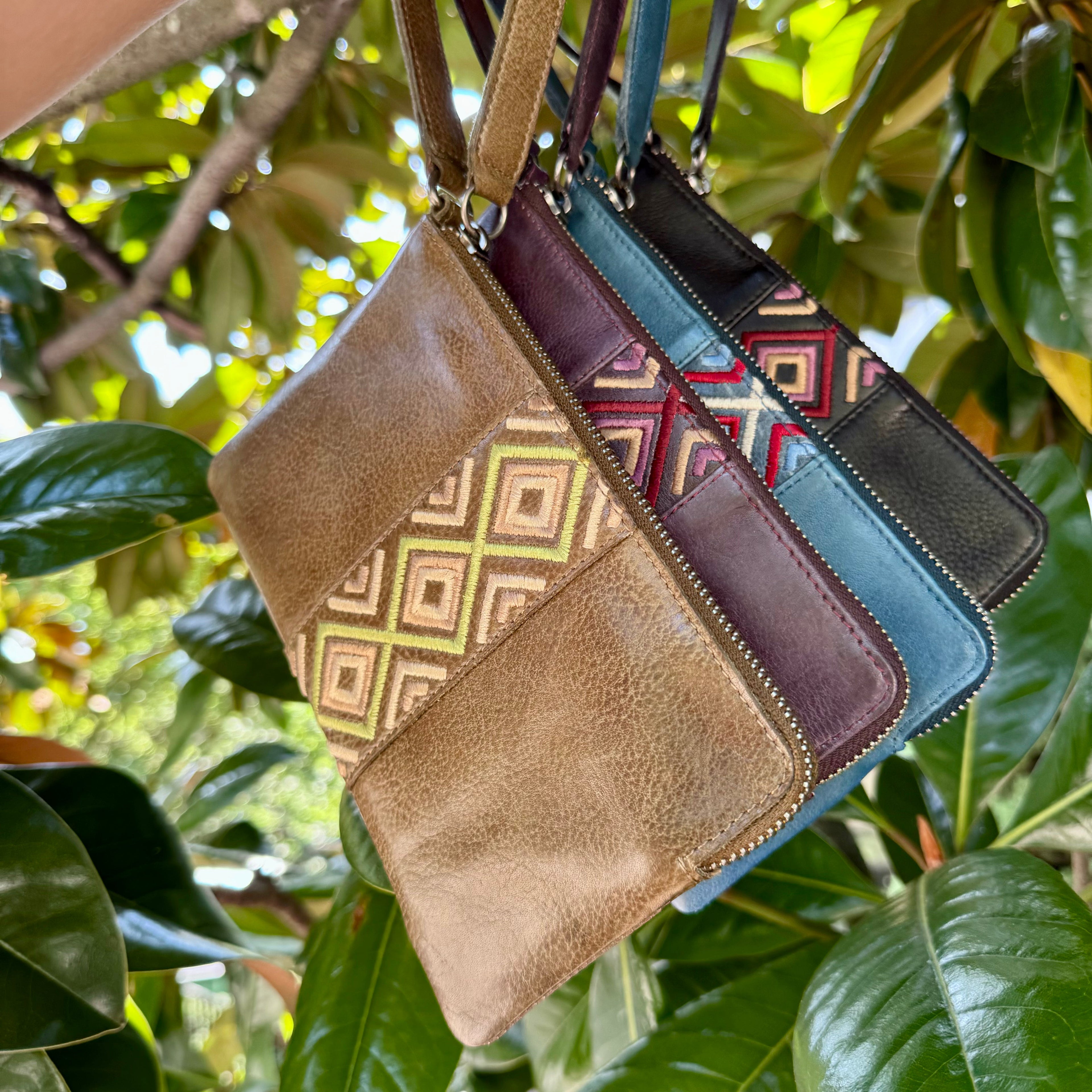 Diamond Leather Wristlet