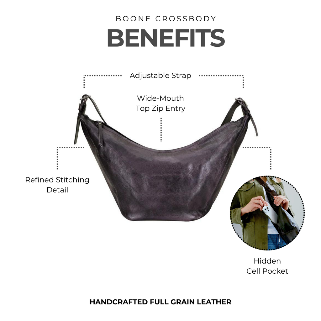 Boone Leather Crossbody Bag/Hobo Sling Bag