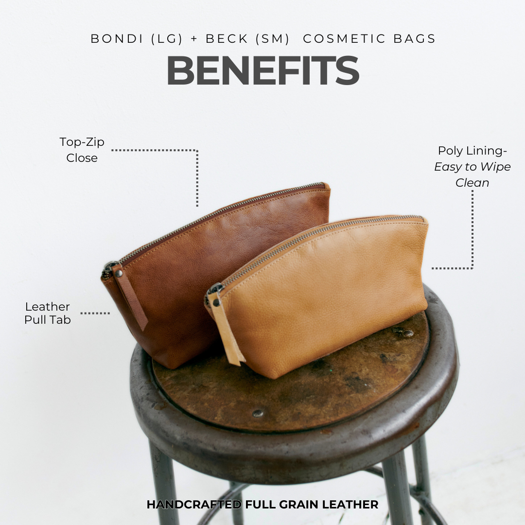 Bondi Leather Cosmetic Bag/Travel Kit (Lg)
