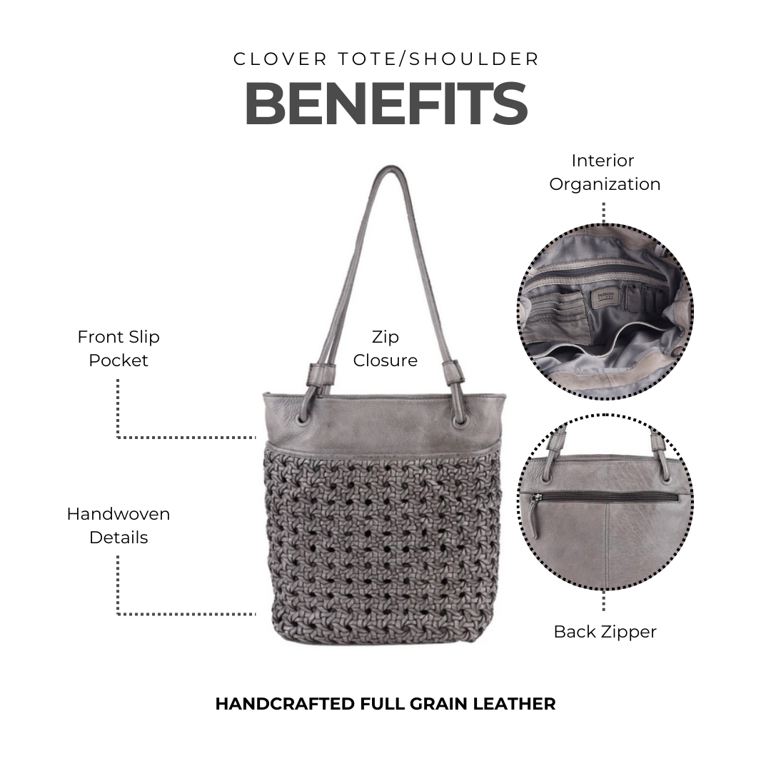 Clover Leather Tote/Shoulder Bag