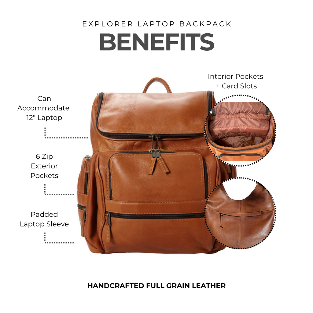 Explorer Leather Laptop Backpack