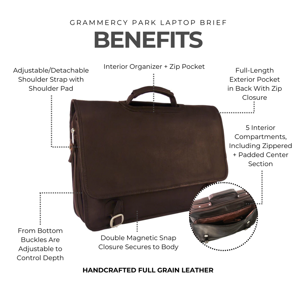 Grammercy Park Leather Laptop Brief