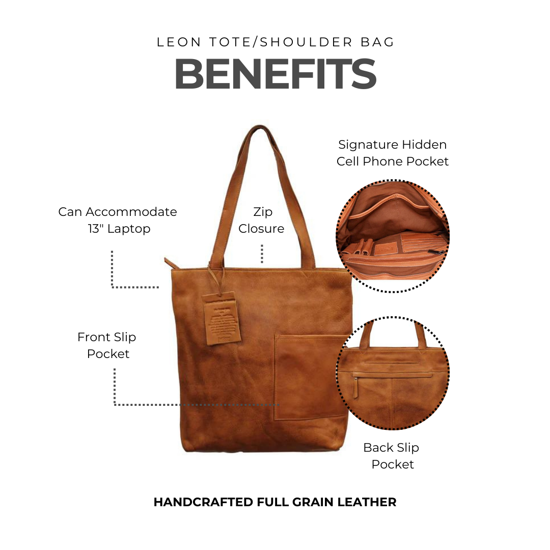 Leon Leather Tote/Shoulder Bag